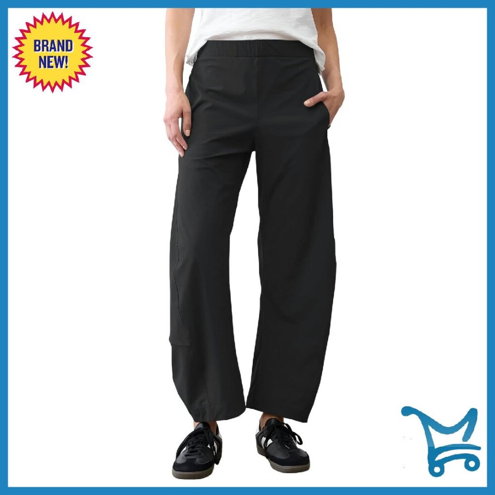 Elastic Waist Ankle Pants Barrel Leg Travel Work Casual Loose Fit